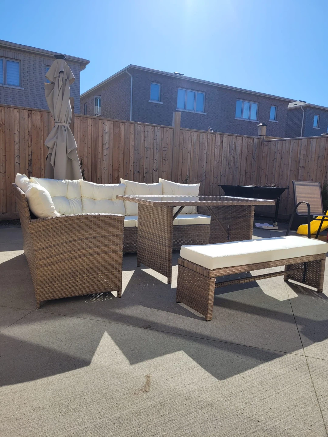 Wicker Patio Dining Set with Cushions