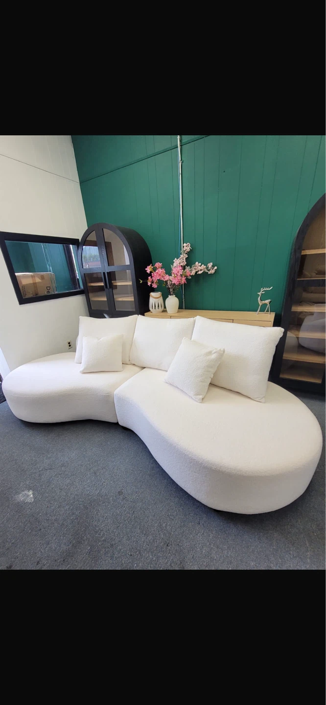 White Bouclé Sectional Sofa