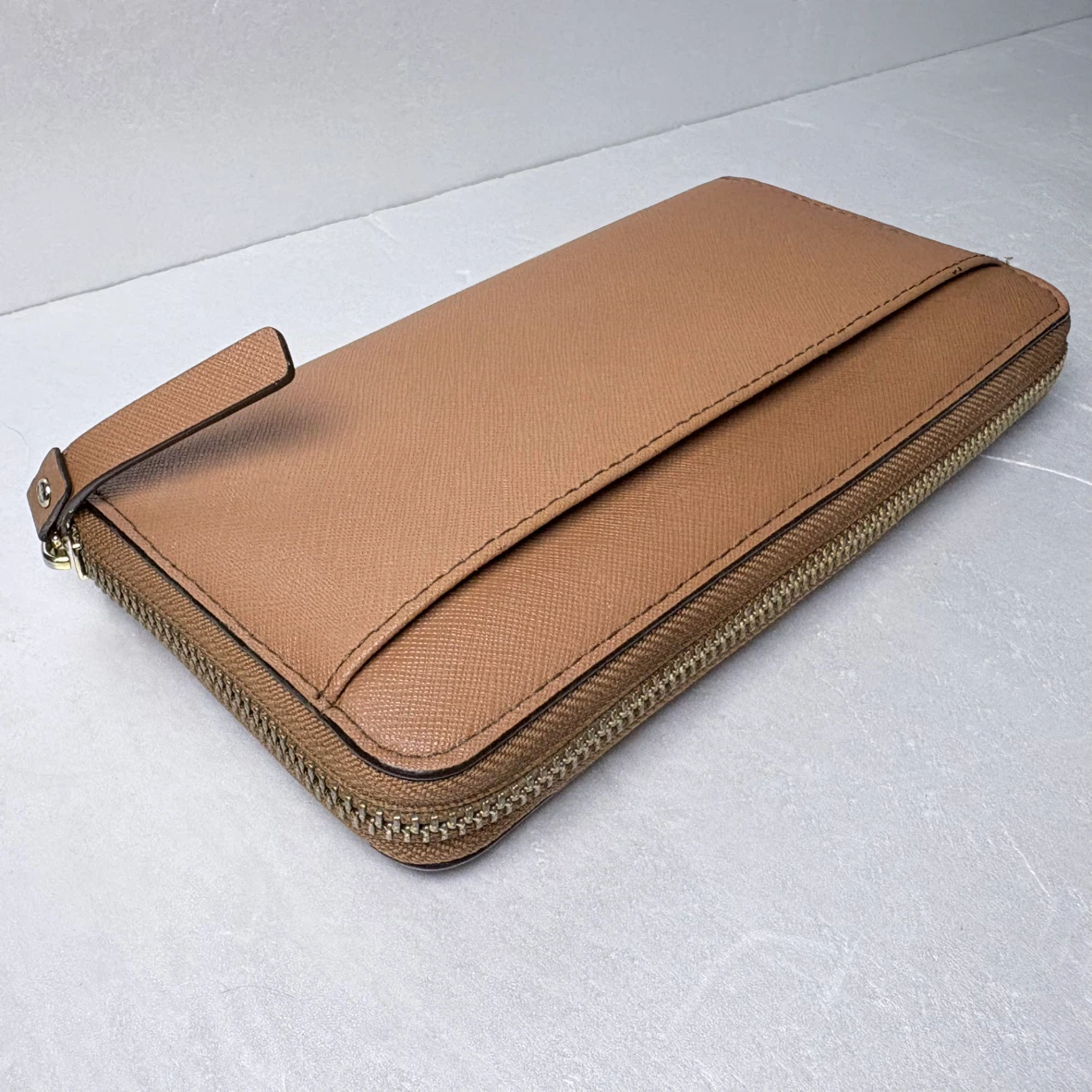 Kate Spade Tan Saffiano Zip-Around Wallet