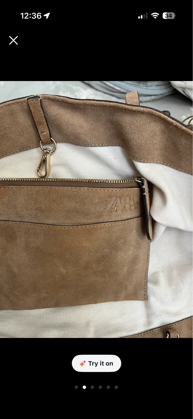 Zara Suede Fringe Tote Bag, 100% genuine suede leather by Zara! - photo 3
