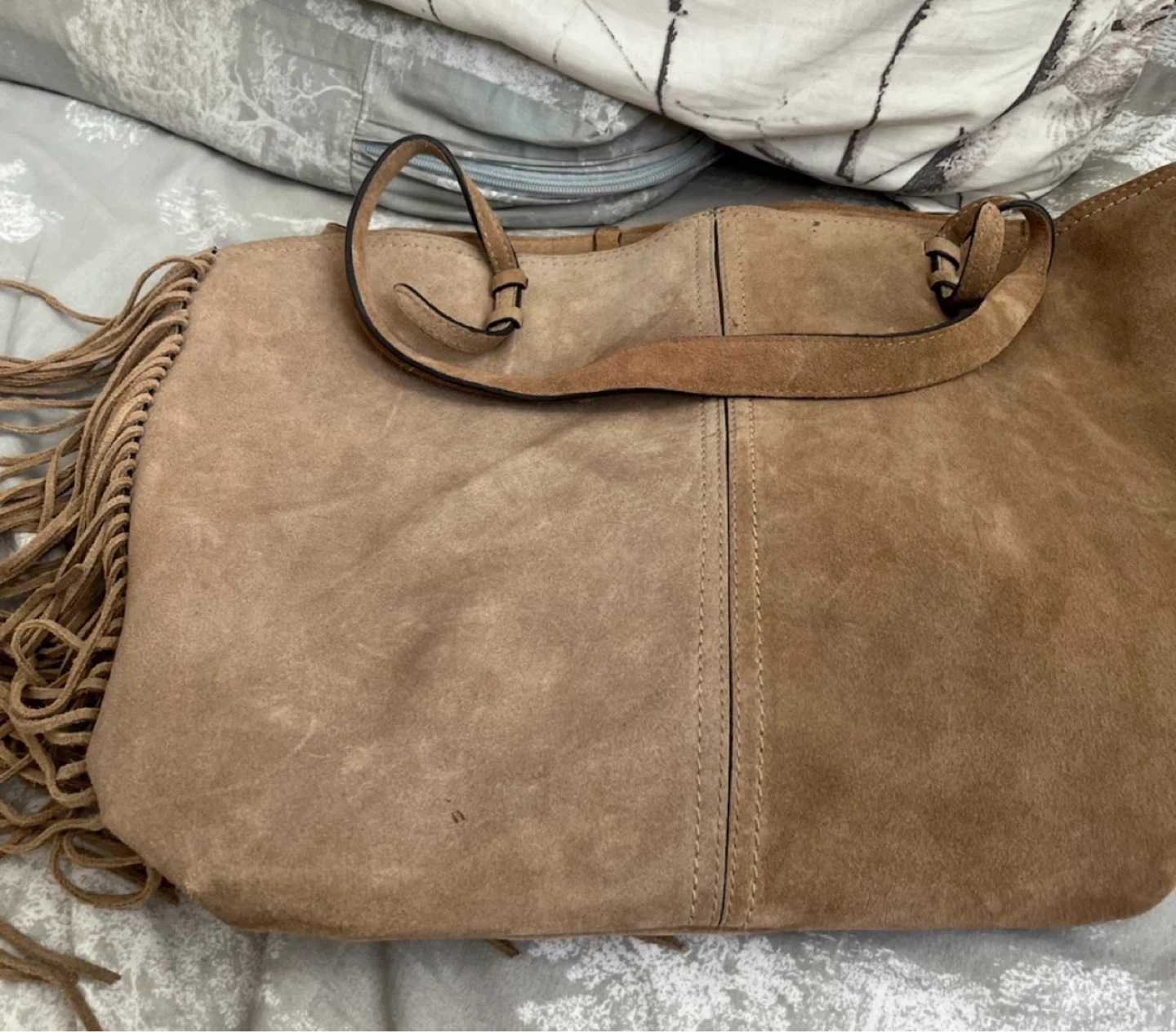 Zara Suede Fringe Tote Bag, 100% genuine suede leather by Zara! - photo 4
