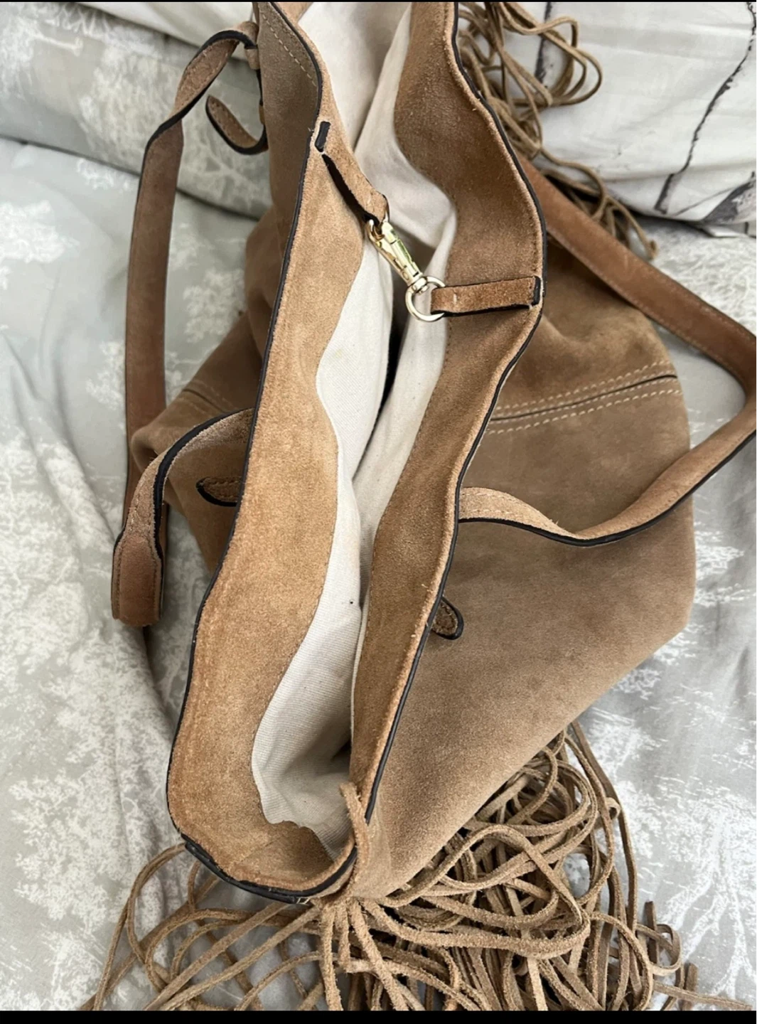 Zara Suede Fringe Tote Bag, 100% genuine suede leather by Zara! - photo 2