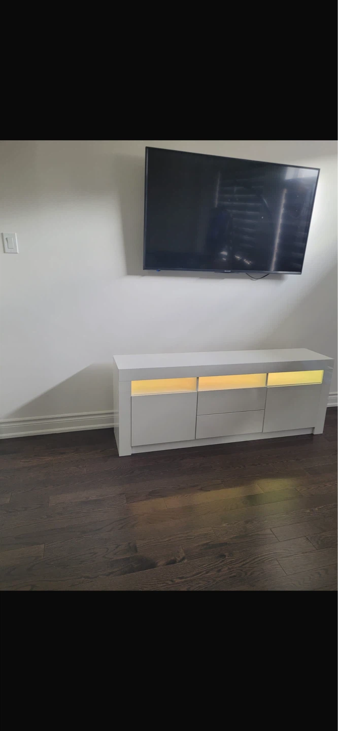 White Media Console with LED Lighting