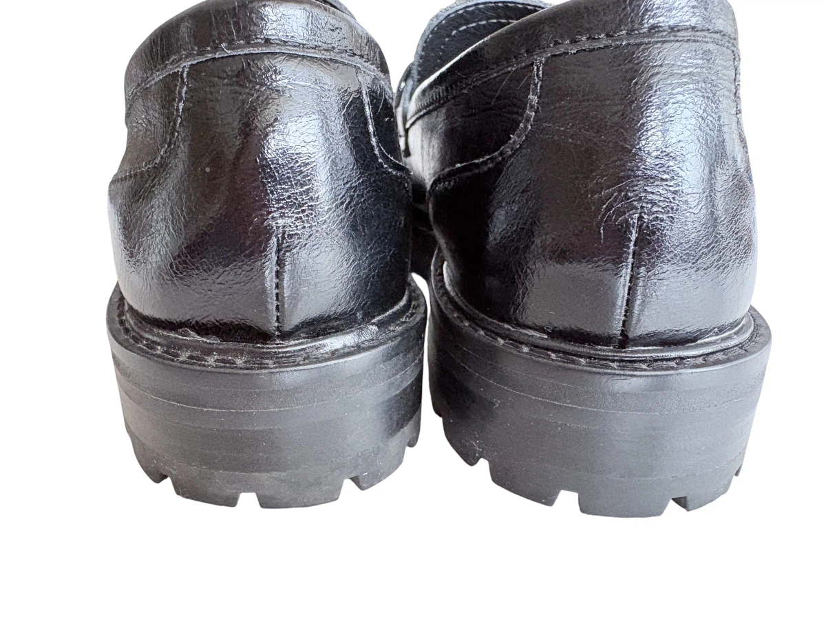 Steve Madden Black Chunky Loafers Gold Hardware Accent Sz 6 US - photo 3
