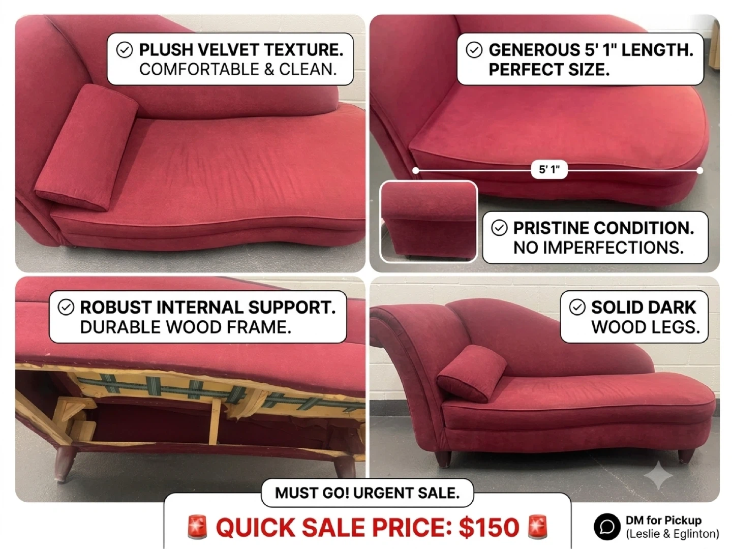 Red Velvet Chaise Lounge