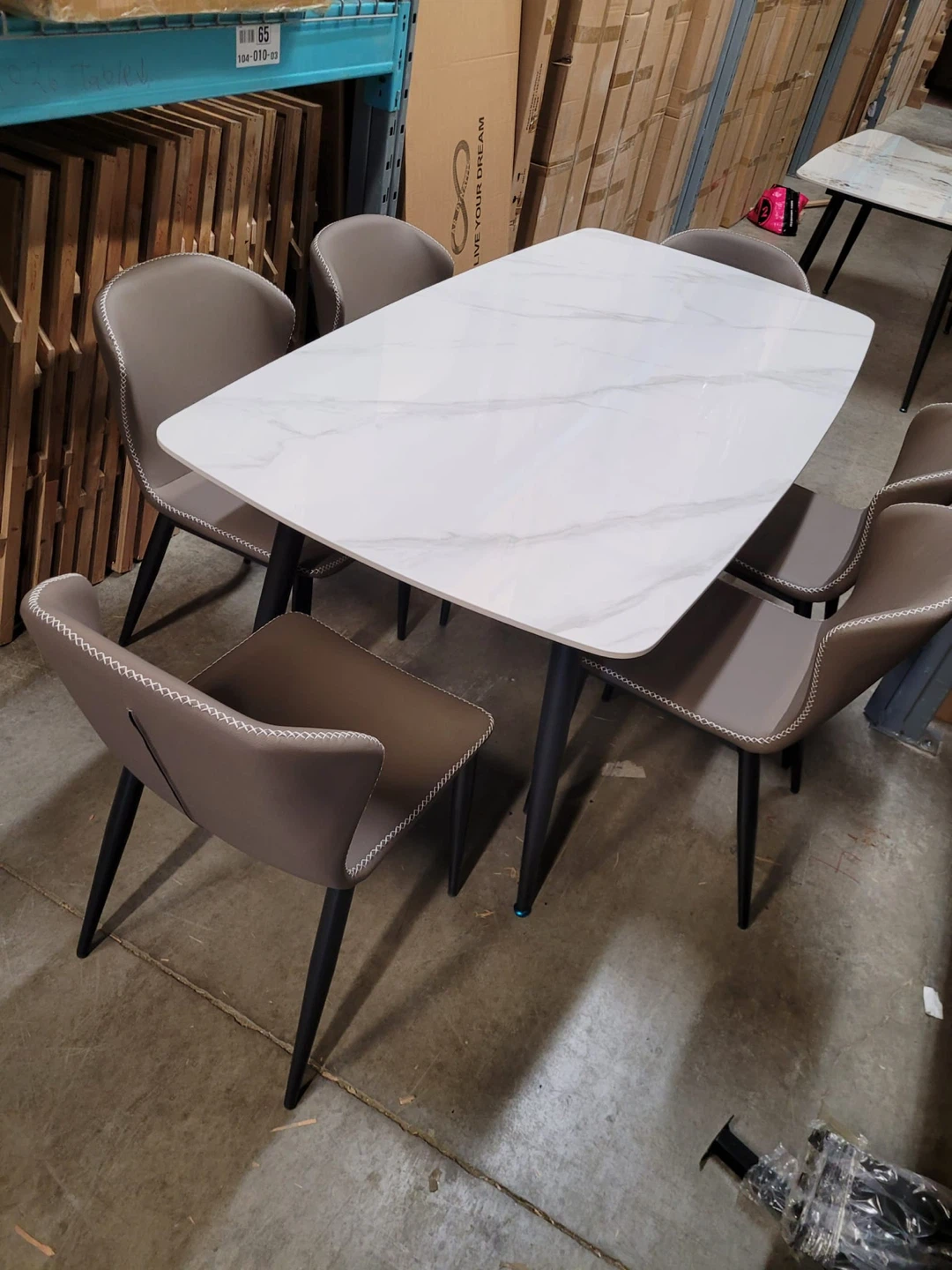 White Marble Top Dining Table with 4 Chairs