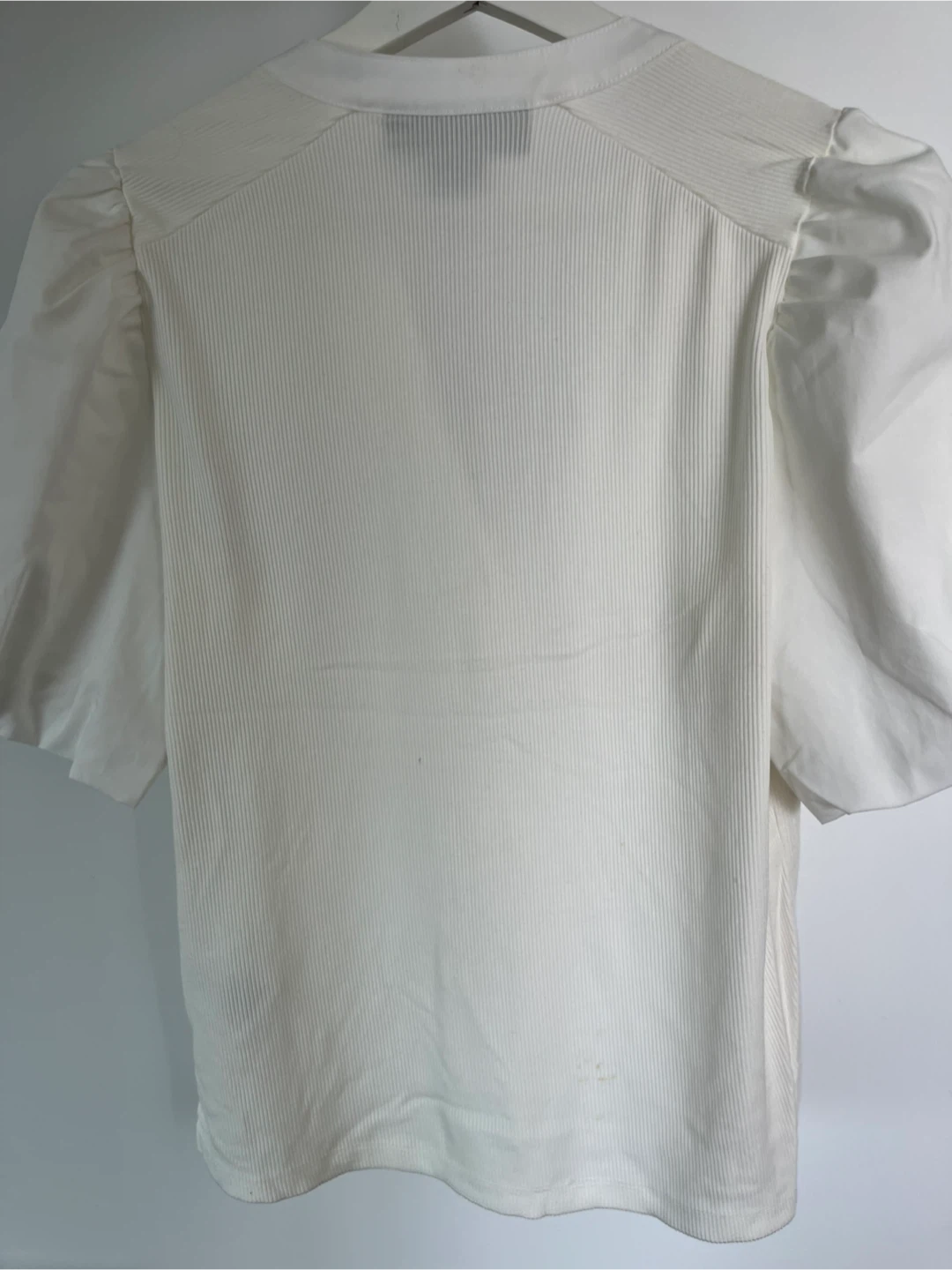 DKNY White Ribbed Puff Sleeve Blouse - photo 2