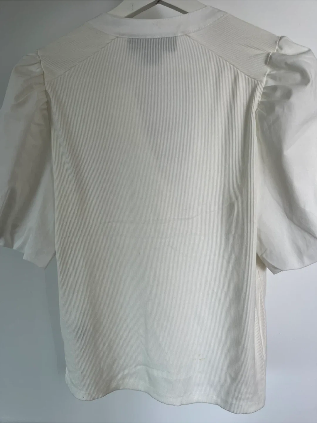 DKNY White Ribbed Puff Sleeve Blouse - photo 2