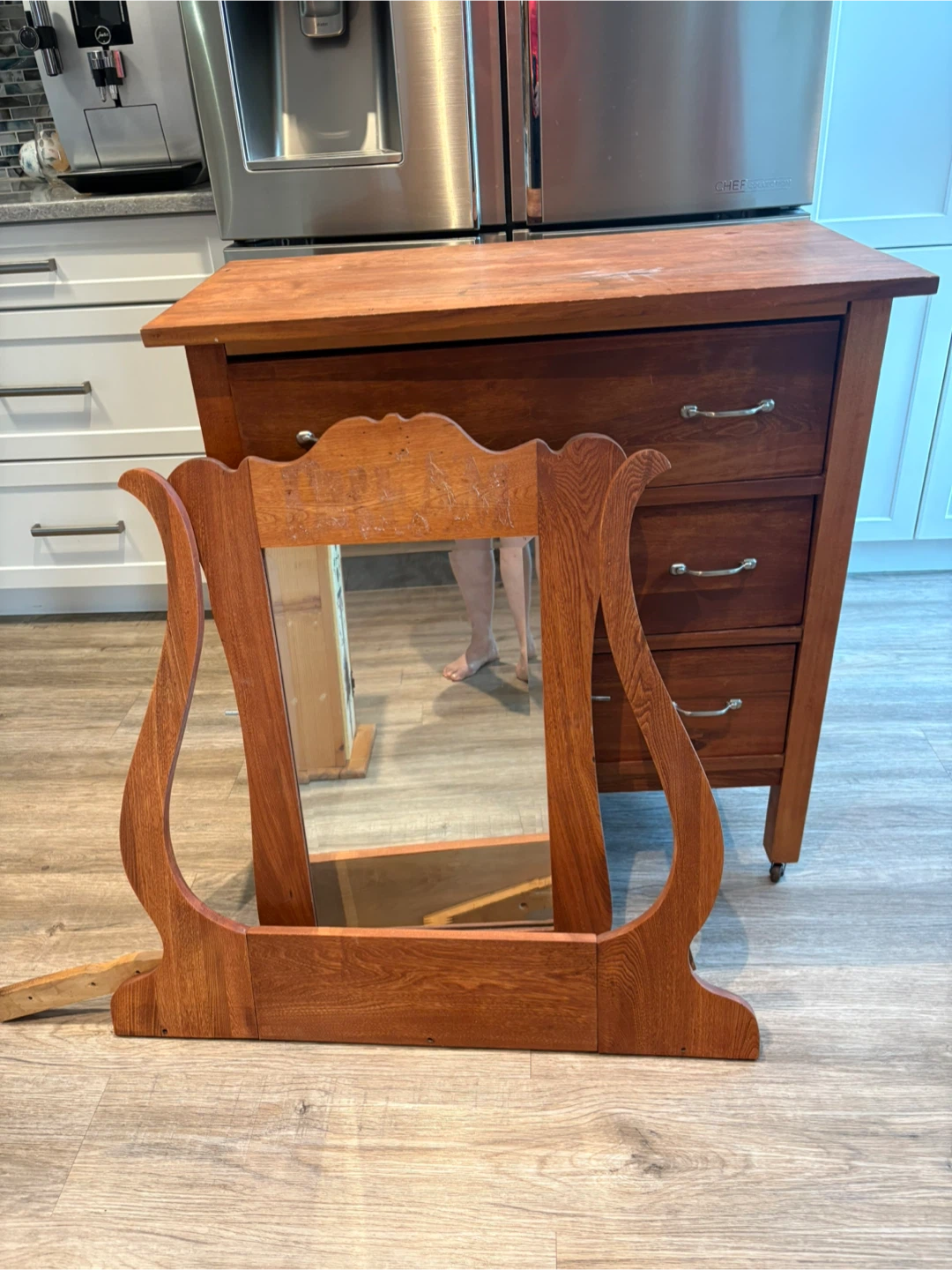 Vintage Wooden Dresser with Mirror - photo 5