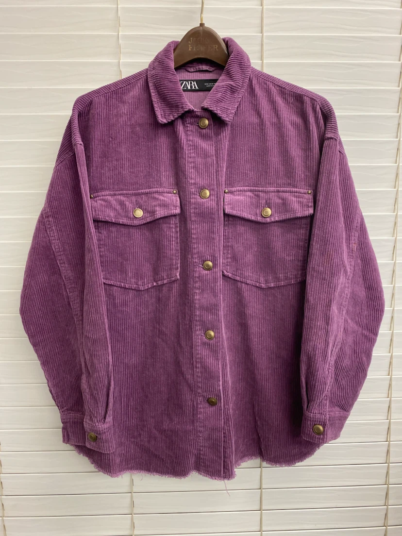 ZARA Corduroy Shacket - Purple, Size M