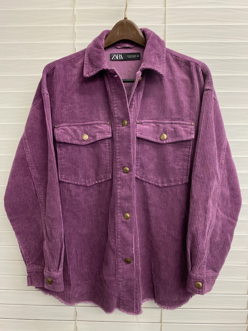 ZARA Corduroy Shacket - Purple, Size M - photo 2