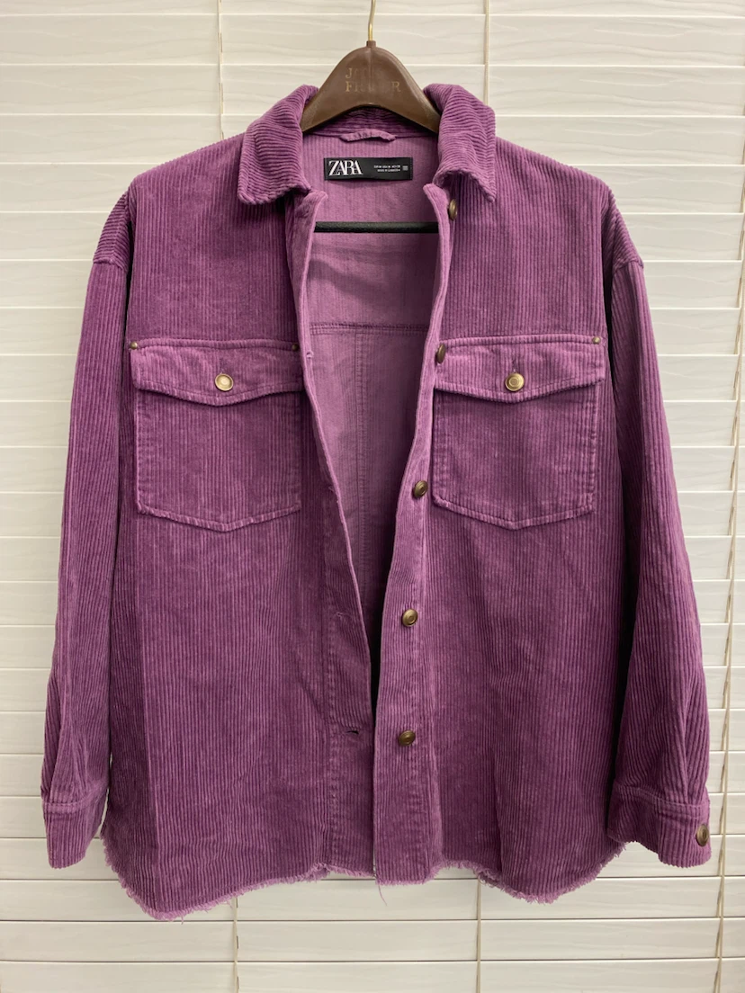 ZARA Corduroy Shacket - Purple, Size M - photo 3