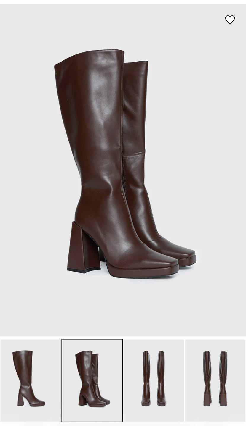 Princess Polly Brown Knee-High Platform Boots