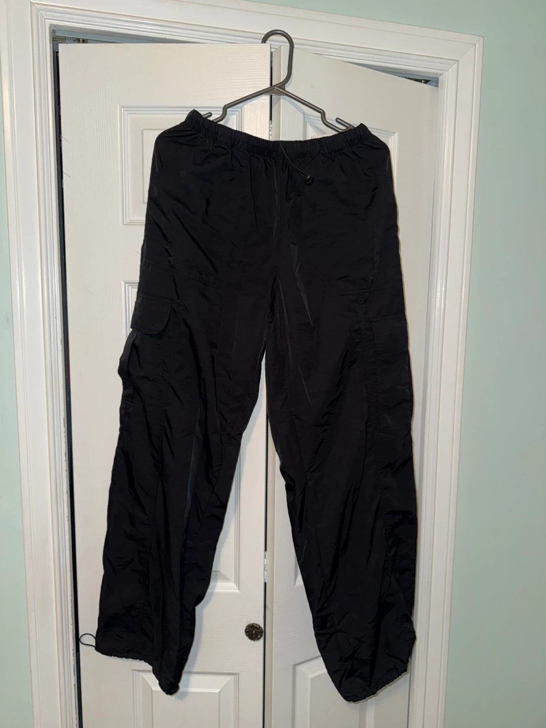Black Cargo Parachute Pants