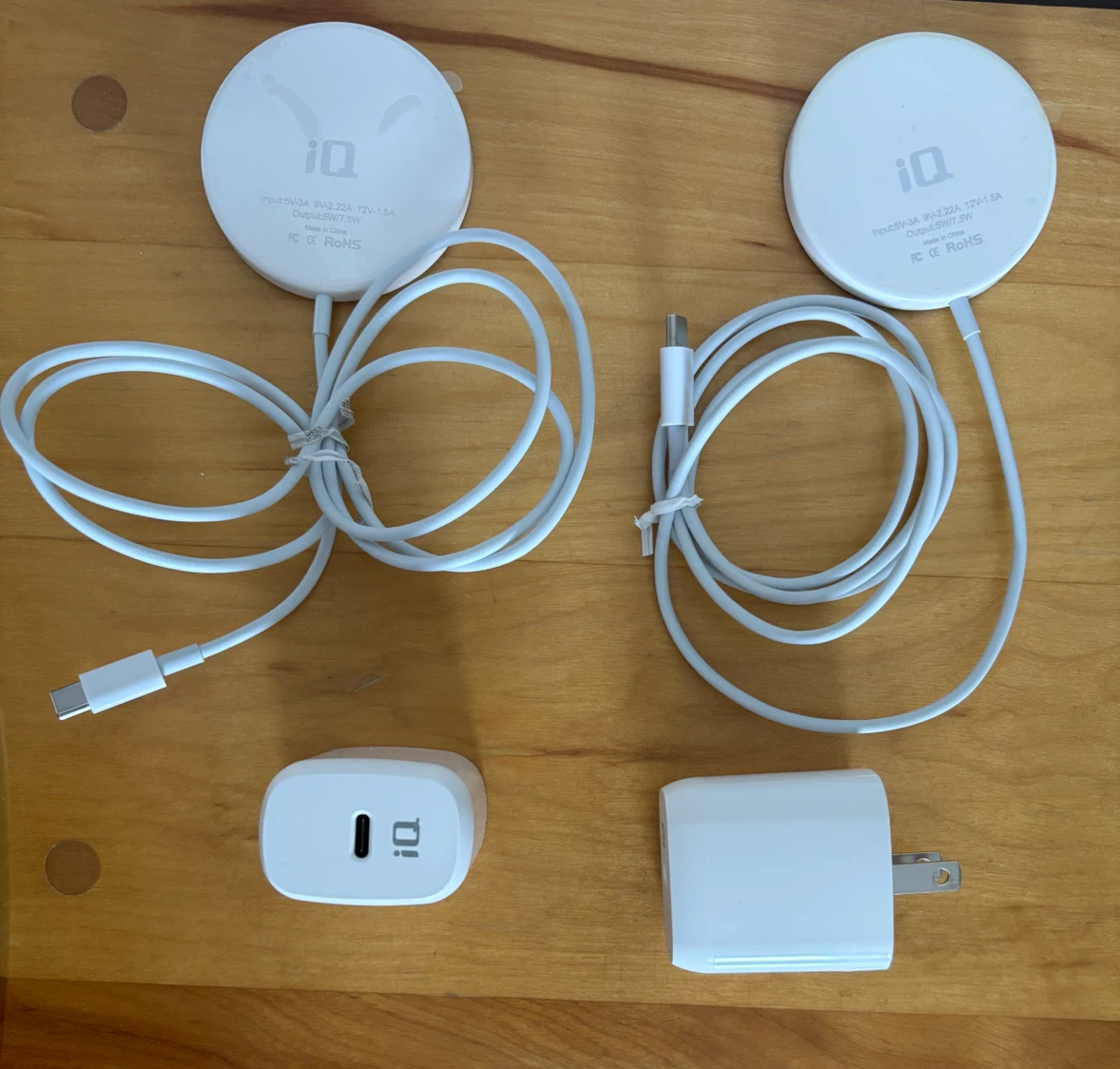 2 x iQ Wireless Chargers with USB-C Power Adapters