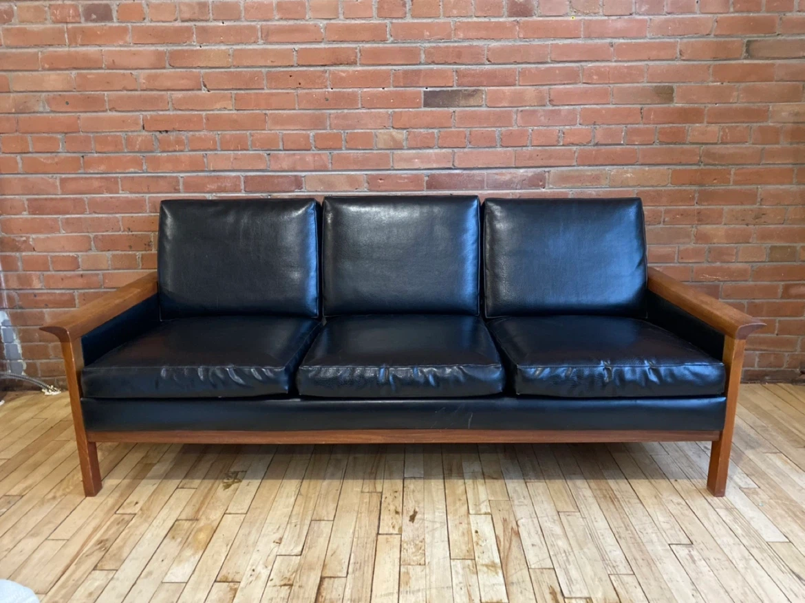 Mid Century Faux Leather Bastiano couch