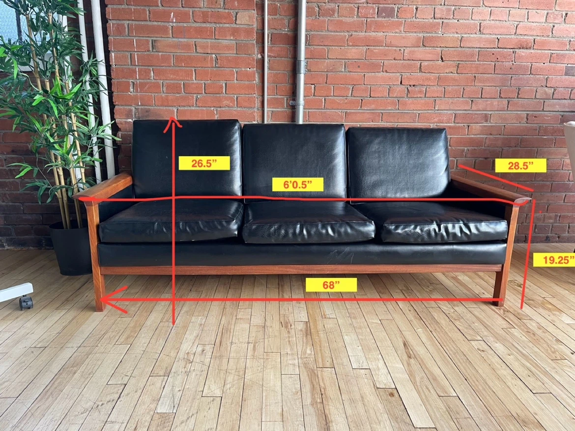 Mid Century Faux Leather Bastiano couch - photo 2