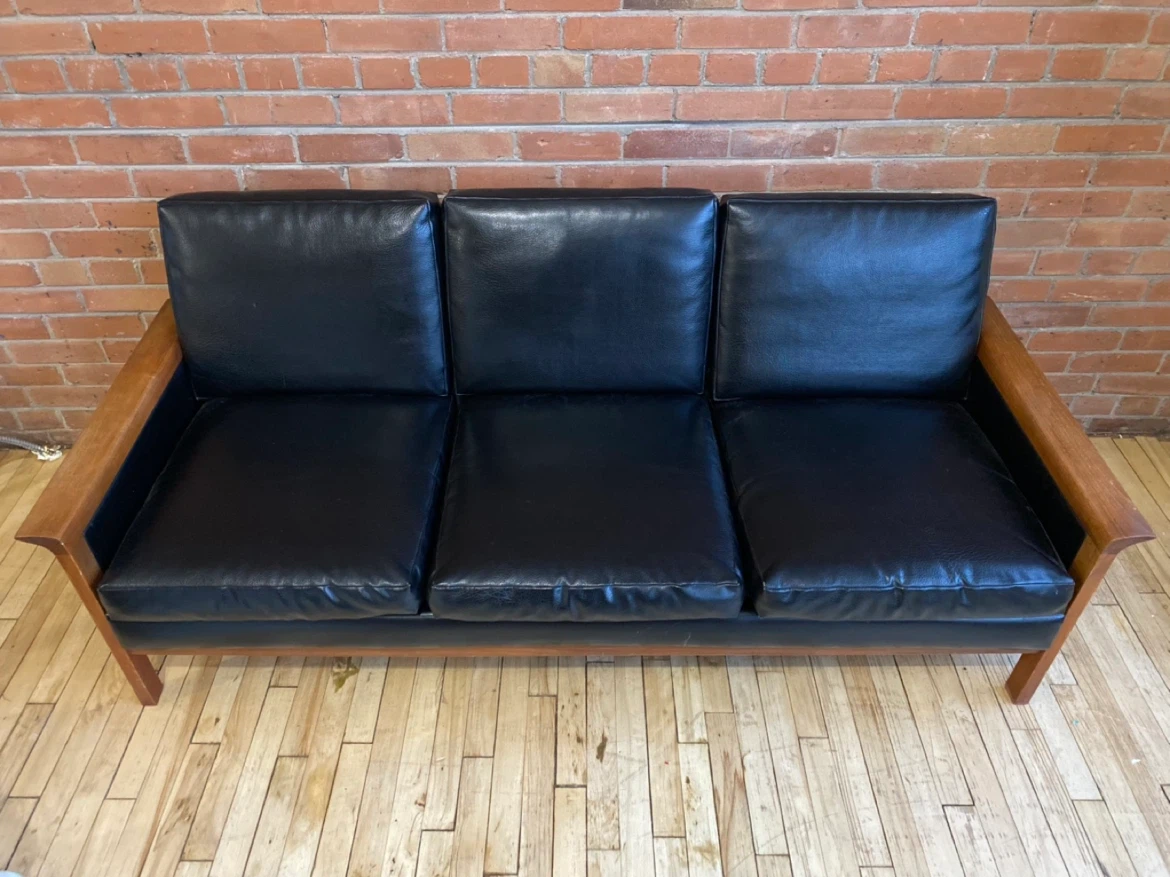 Mid Century Faux Leather Bastiano couch - photo 3