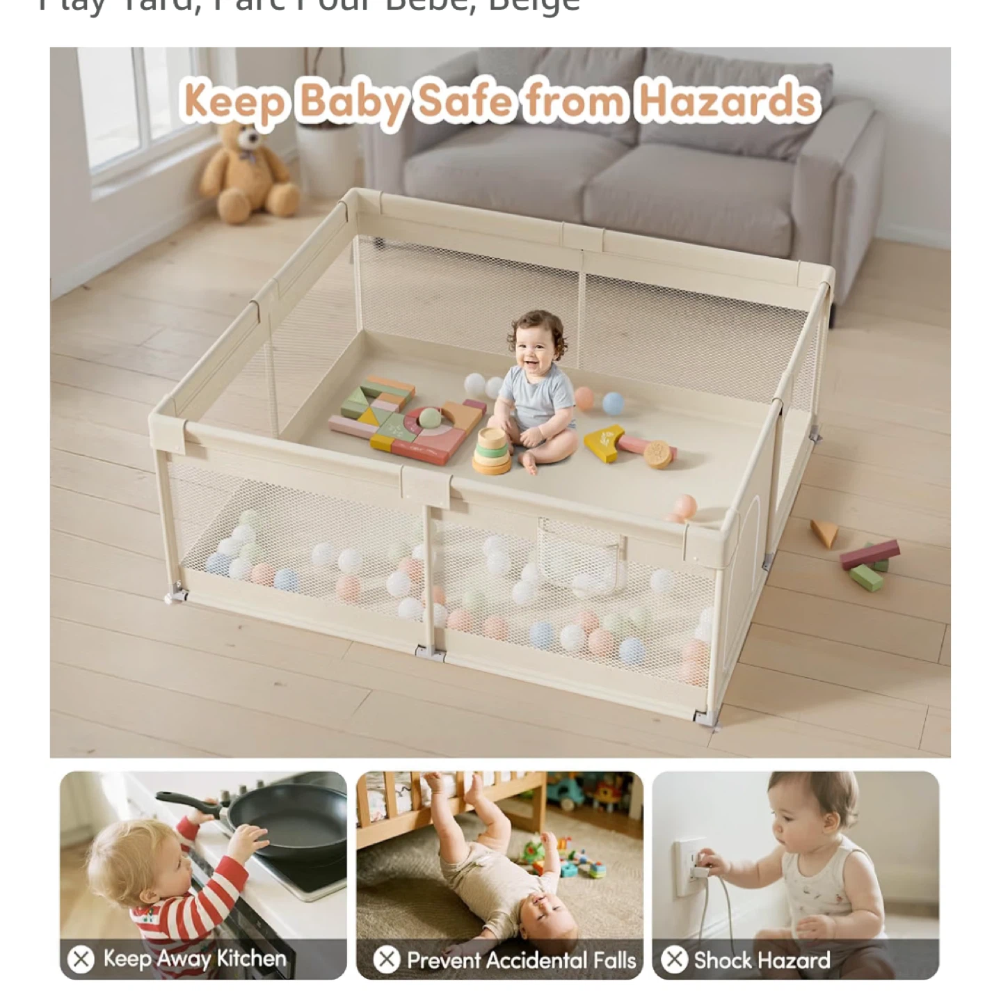 Playpen for Baby, Beige - photo 3