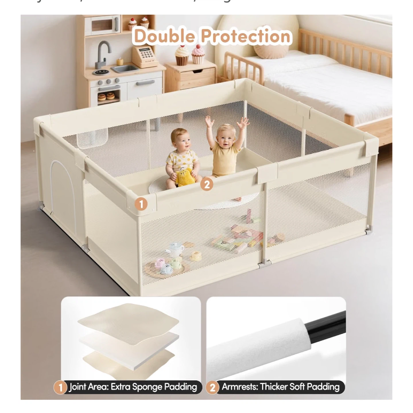 Playpen for Baby, Beige - photo 4