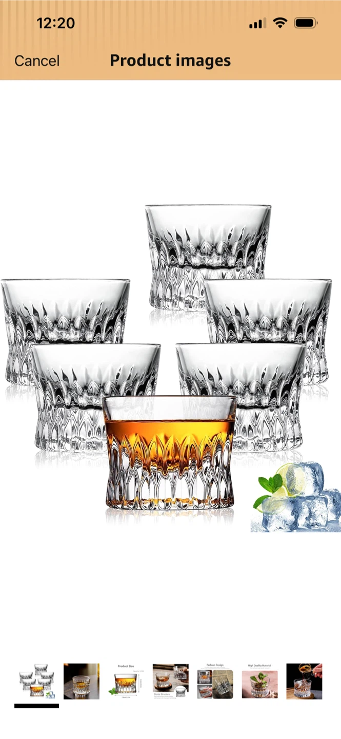 New-Set of 6 Crystal Whiskey Glasses