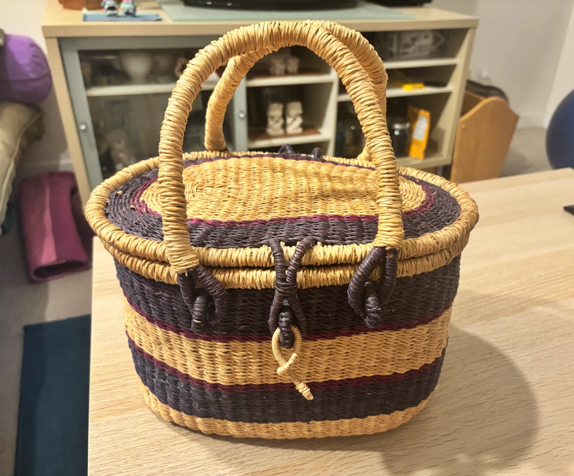 Woven Basket with Lid and Handles