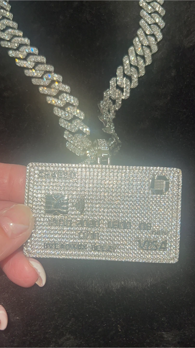 Iced Out Credit Card Pendant Necklace - photo 4