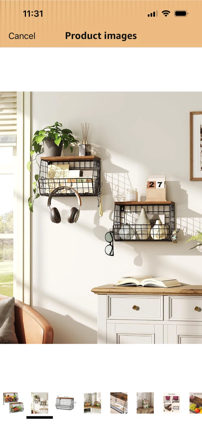 New-2-Tier Rustic Wire Basket Kitchen Organizer - photo 2