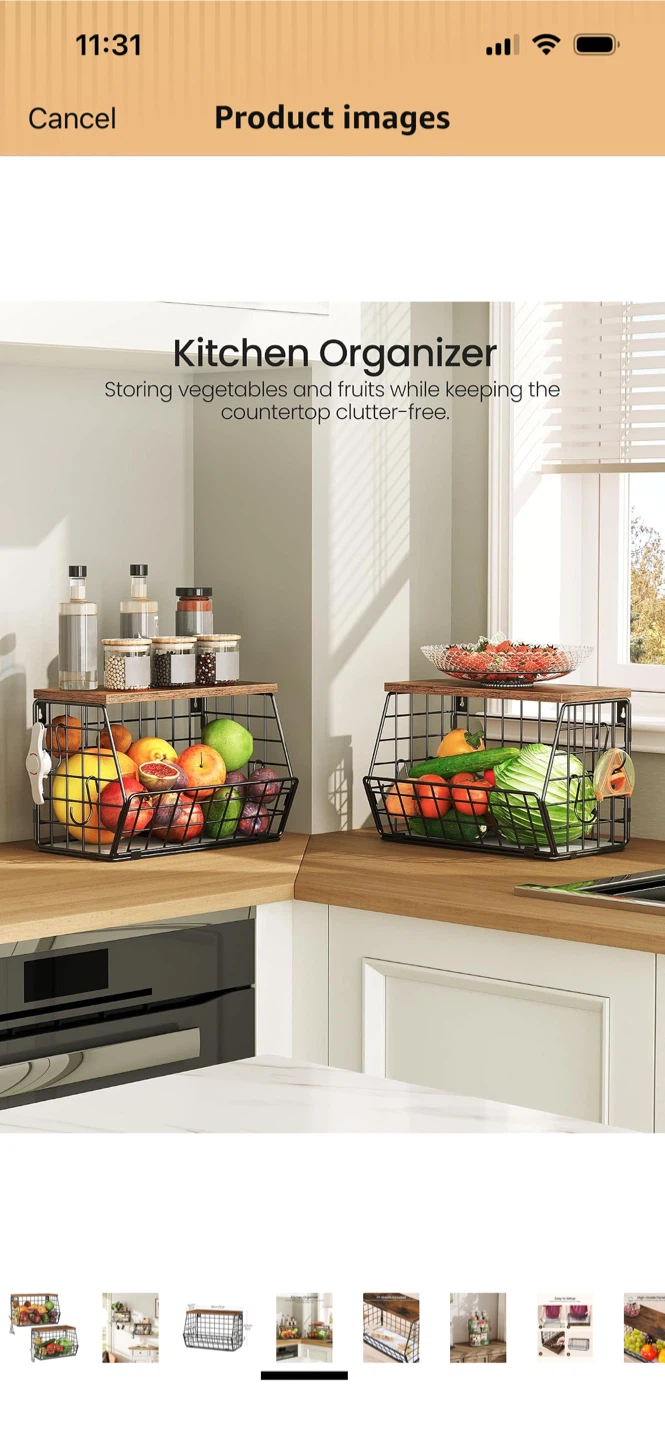 New-2-Tier Rustic Wire Basket Kitchen Organizer - photo 4