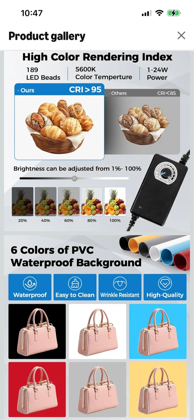 New-Hellovetee Portable Photo Light Box Studio Kit(16x16) - photo 2
