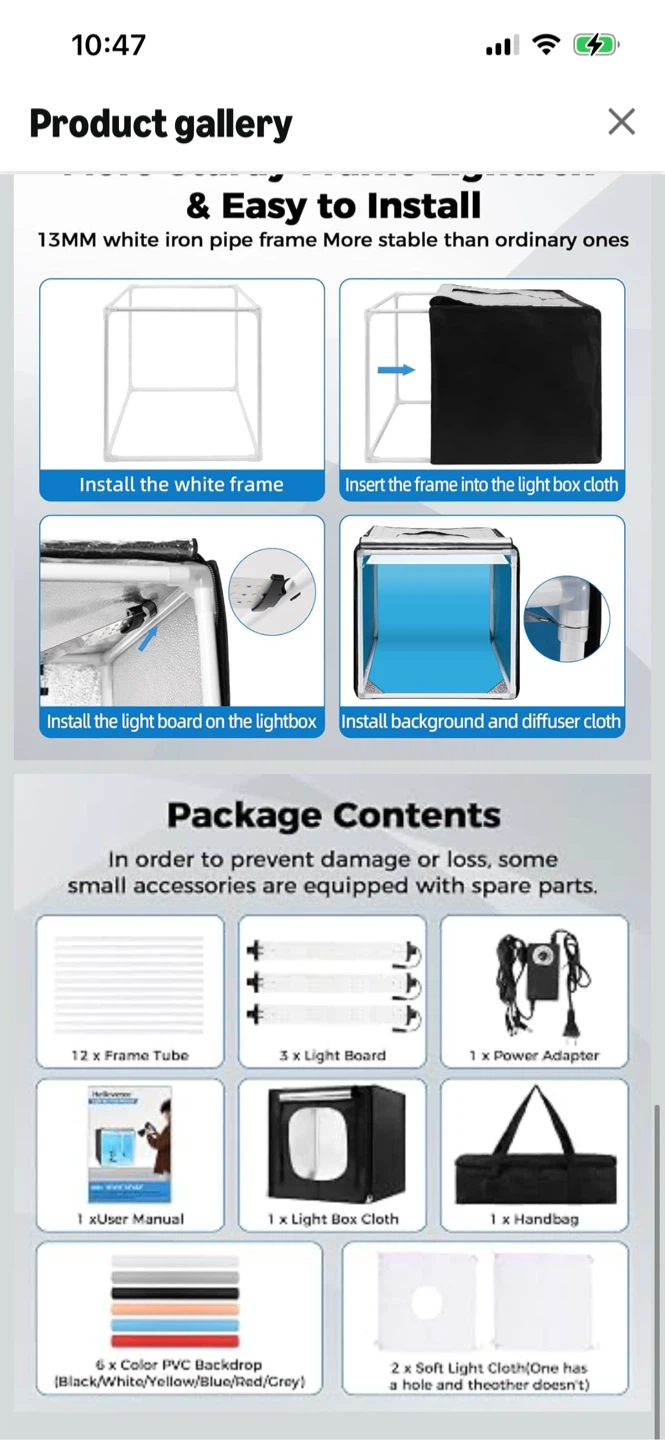 New-Hellovetee Portable Photo Light Box Studio Kit(16x16) - photo 3