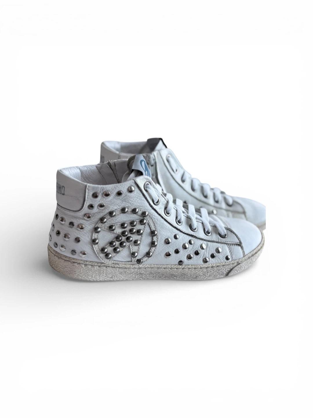 Studded Momino High Top White Leather Women’s Sneakers  Size 38