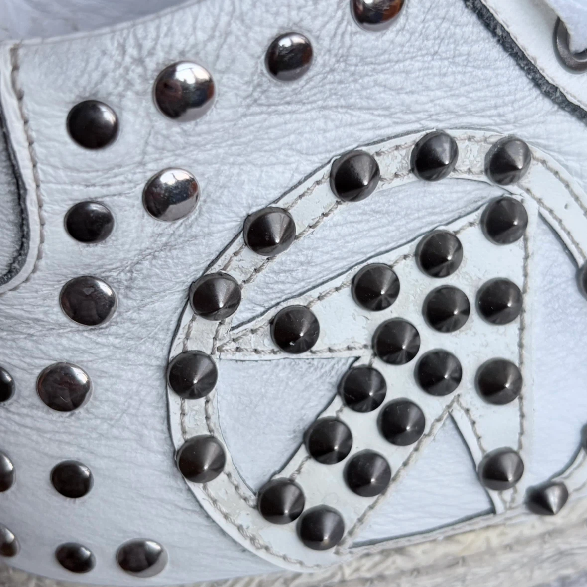 Studded Momino High Top White Leather Women’s Sneakers  Size 38 - photo 3