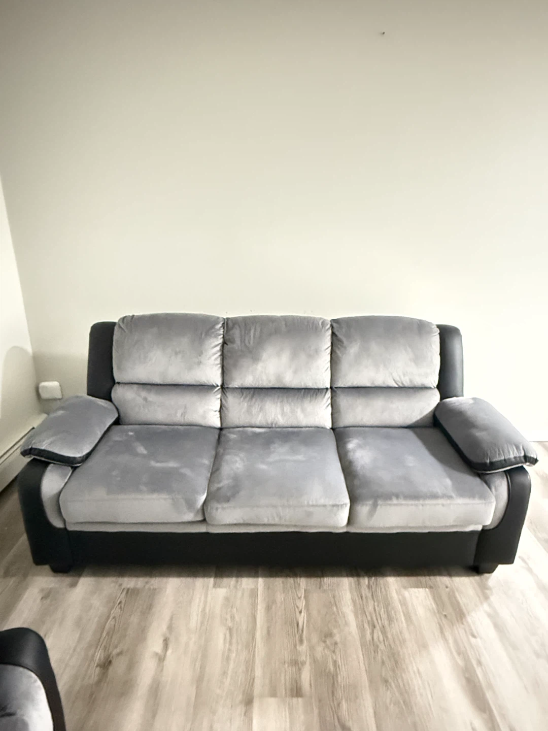 Sofa set with matching glass top coffee and end tables