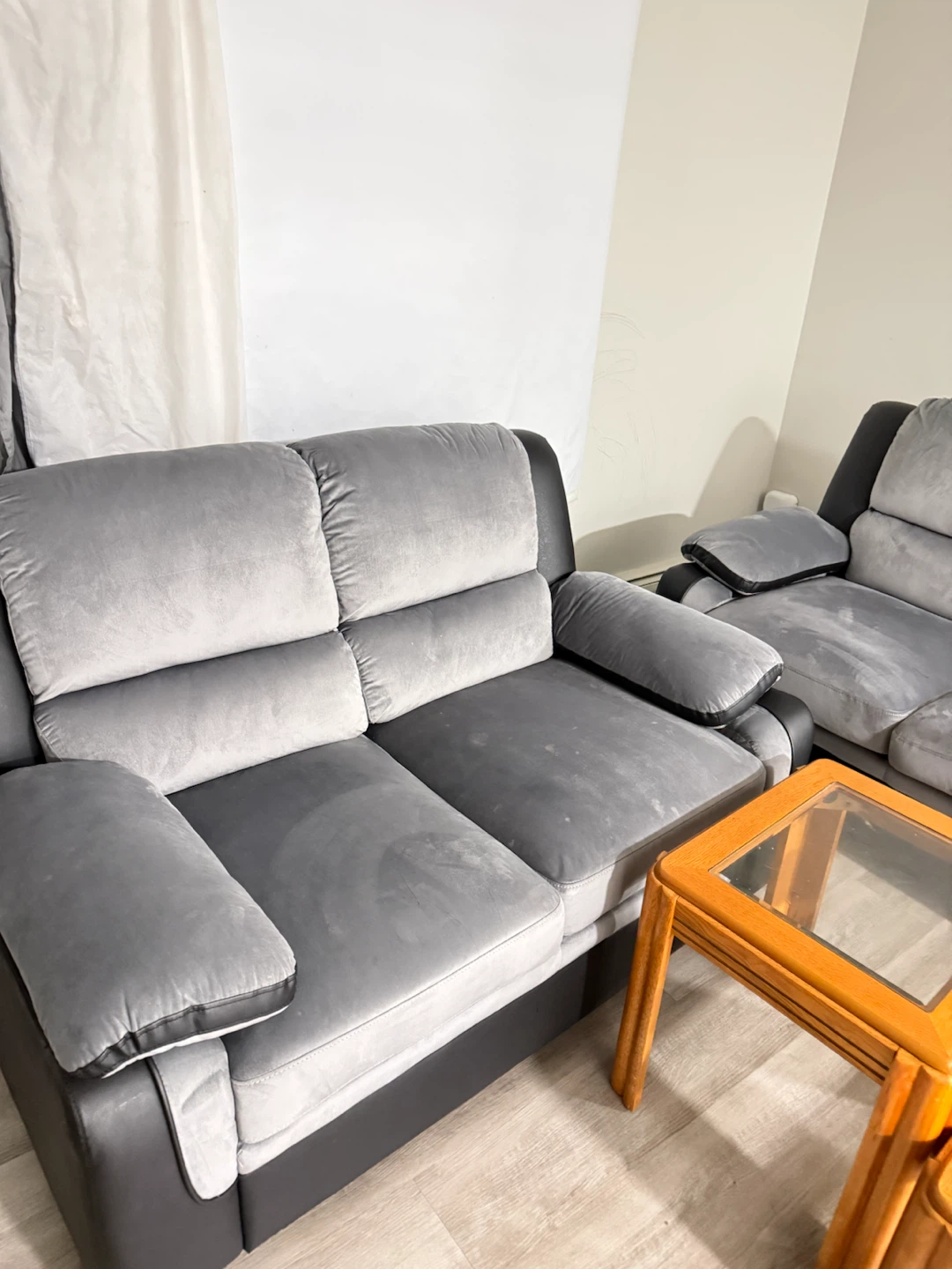 Sofa set with matching glass top coffee and end tables - photo 2