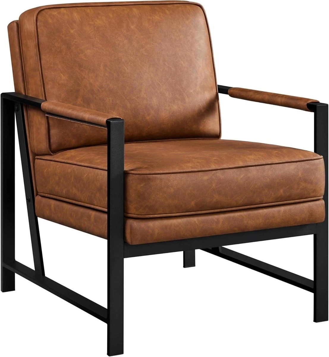 Tan Faux Leather Accent Chair