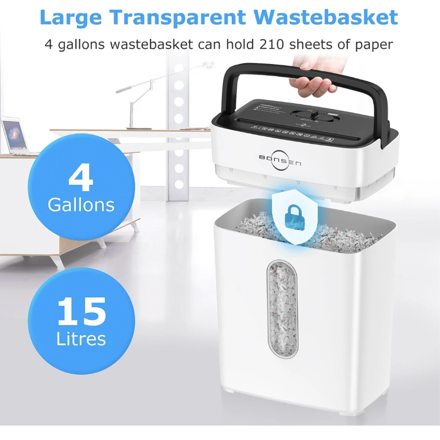 Bonsen 4 Gallon 8-Sheet Cross-Cut Paper Shredder - photo 3