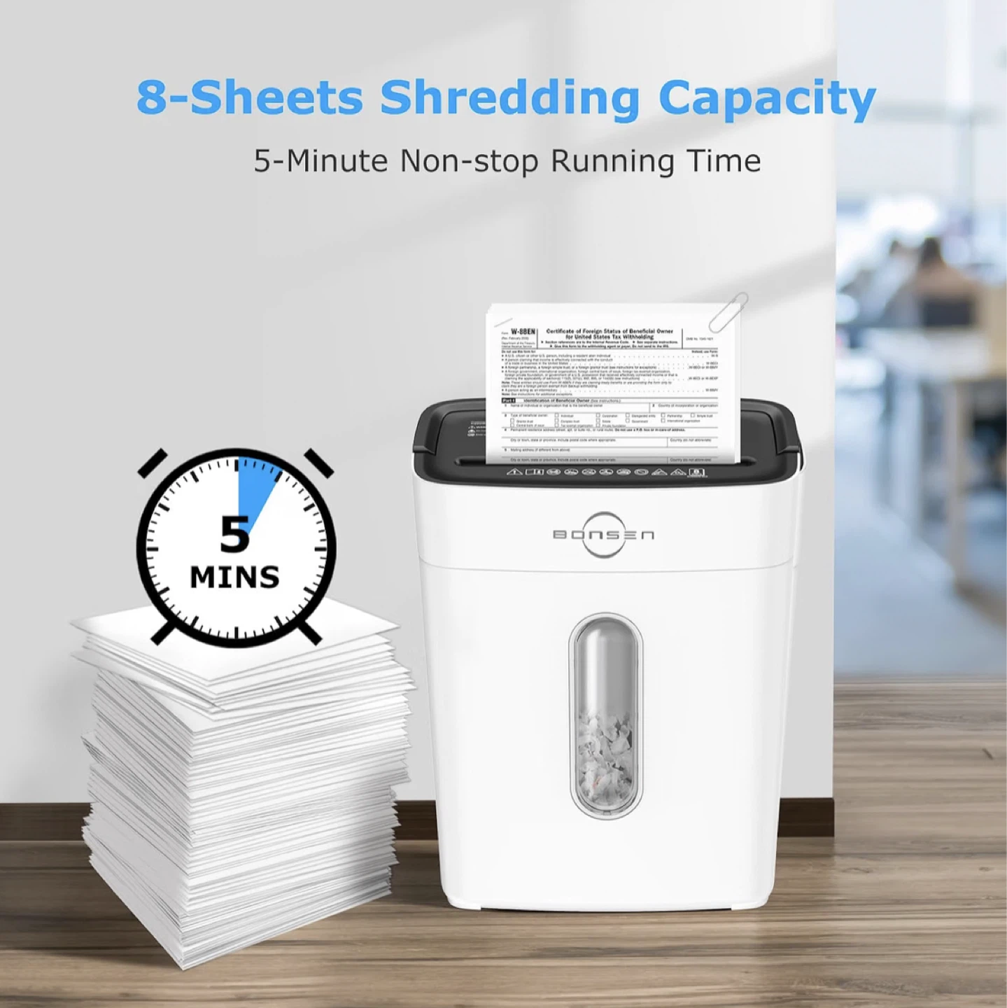 Bonsen 4 Gallon 8-Sheet Cross-Cut Paper Shredder - photo 4