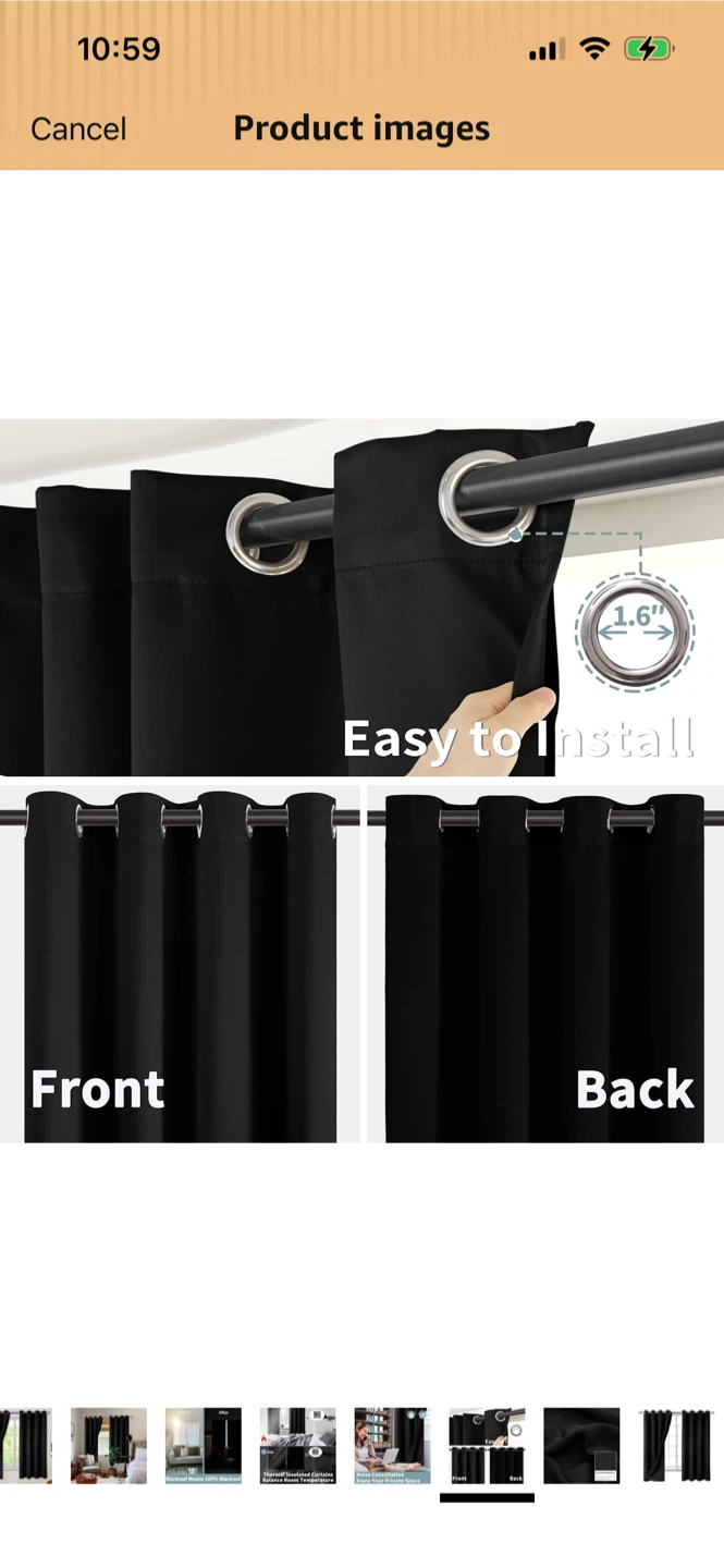 New-Blackout Thermal curtains- Black - photo 2