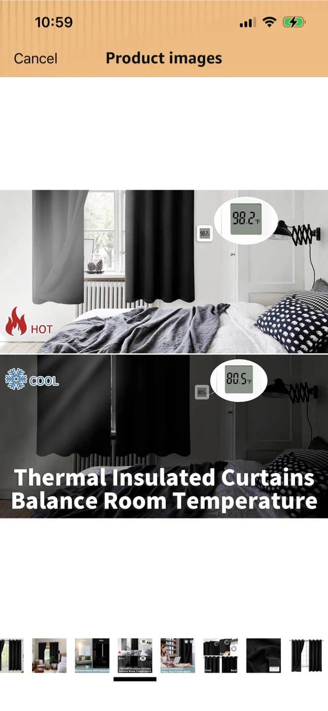 New-Blackout Thermal curtains- Black - photo 4