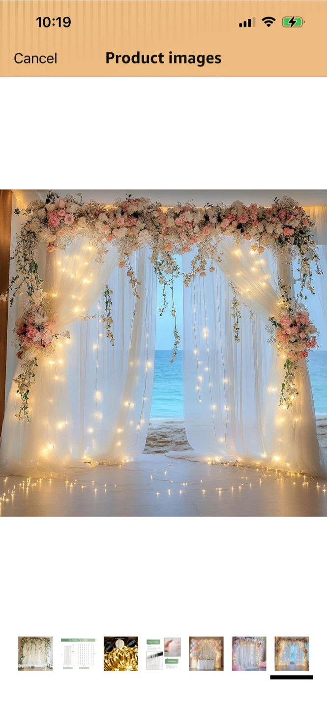 New-White Draping Backdrop Curtains with Fairy Lights