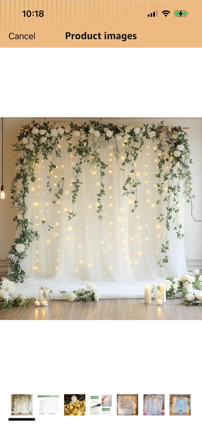 New-White Draping Backdrop Curtains with Fairy Lights - photo 4