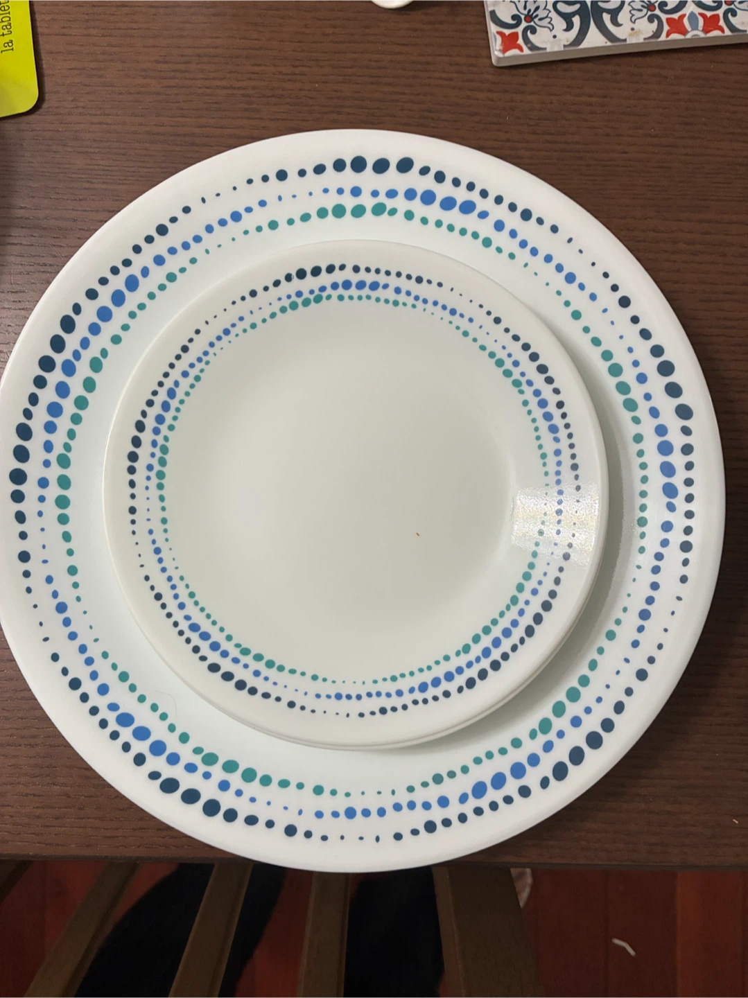 Corelle Dinnerware Set - Blue & Green Dots