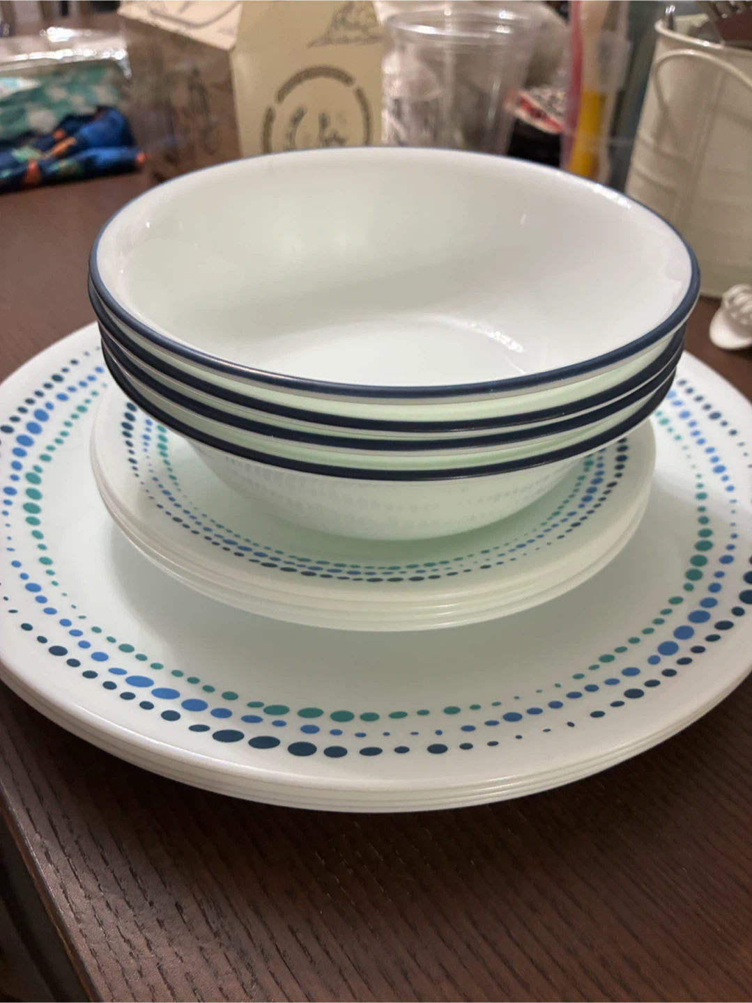 Corelle Dinnerware Set - Blue & Green Dots - photo 4