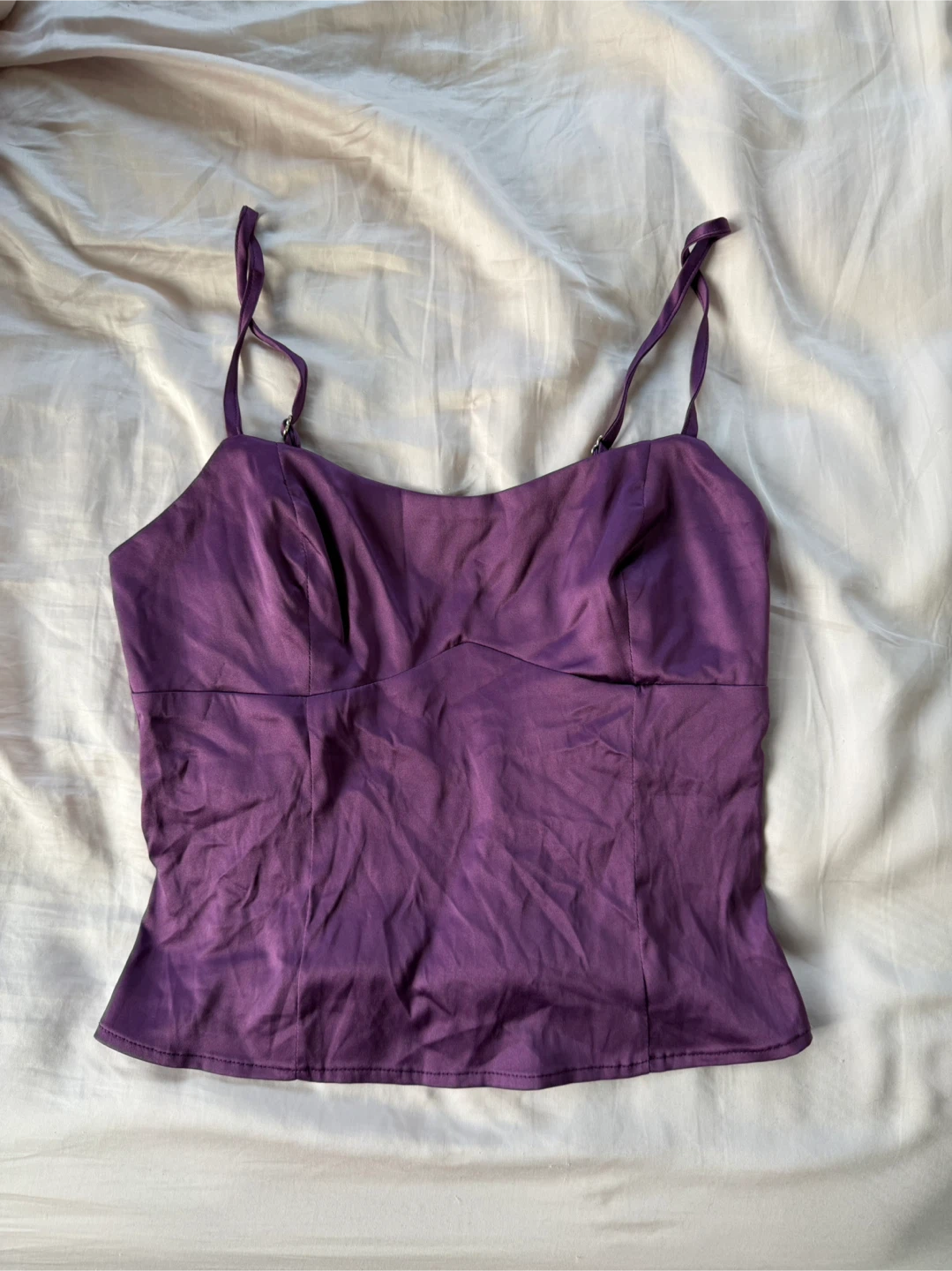 princess polly marcelline satin top in plum