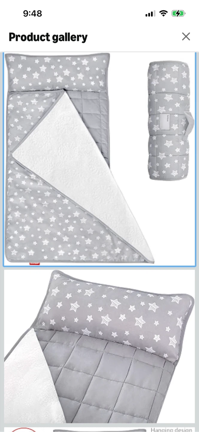 New-MOONSEA Kids Nap Mat with Pillow - Grey Stars