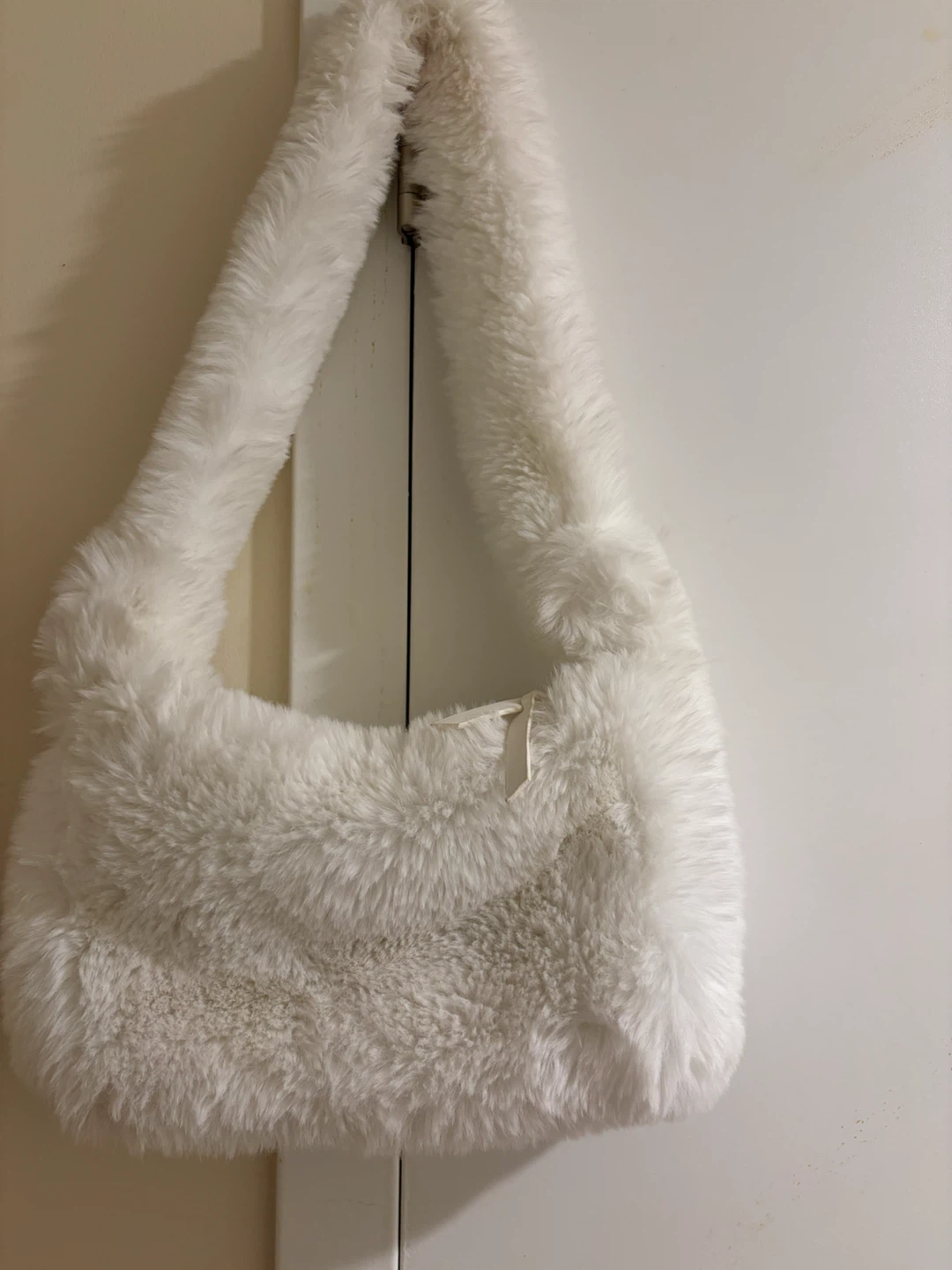 White Fuzzy Shoulder Bag