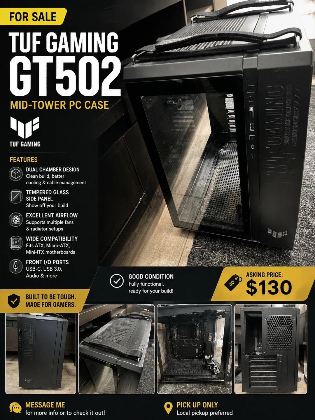 ASUS TUF Gaming GT502 Mid-Tower PC Case