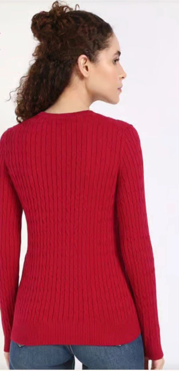 Tommy Hilfiger Red Cable Knit V-Neck Sweater - photo 3