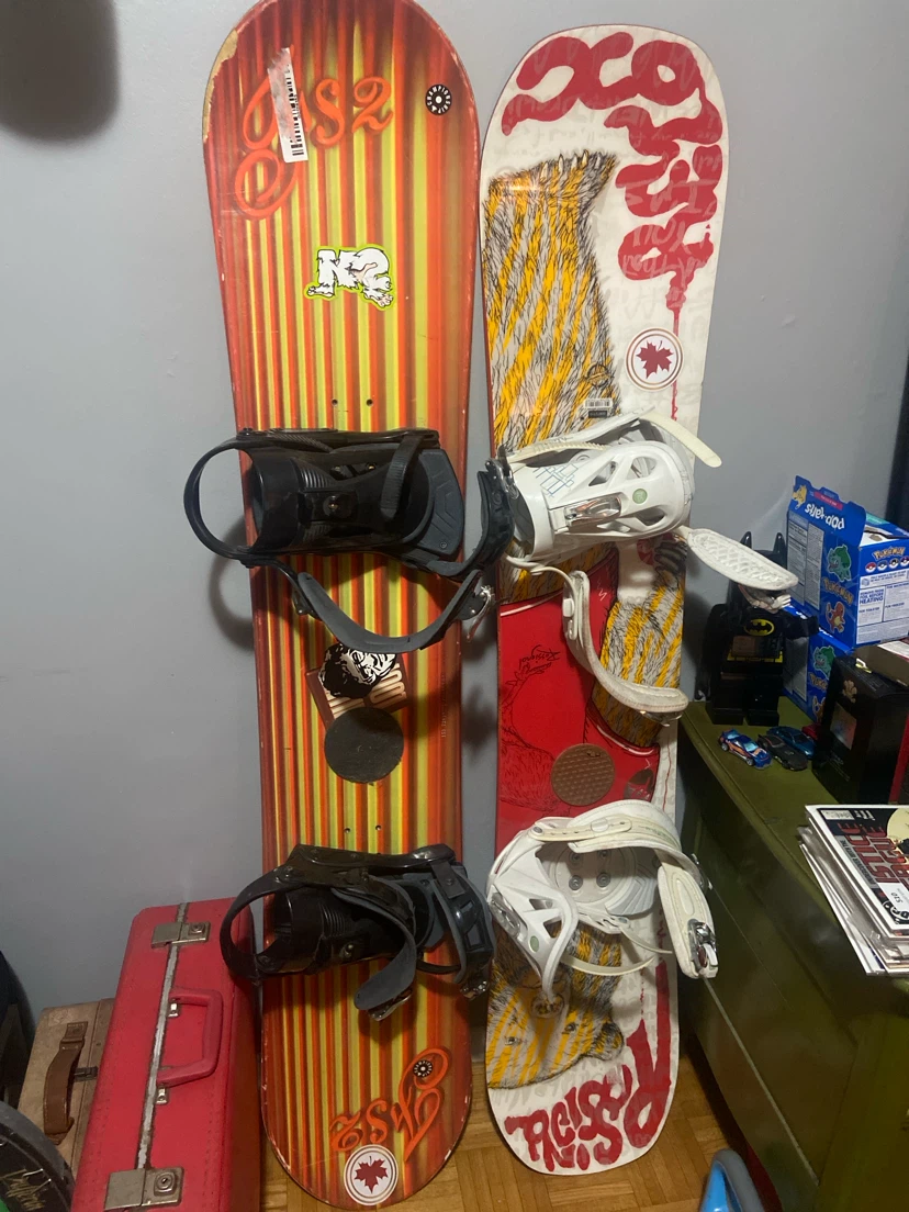 K2 and Rossignol Snowboards with Bindings